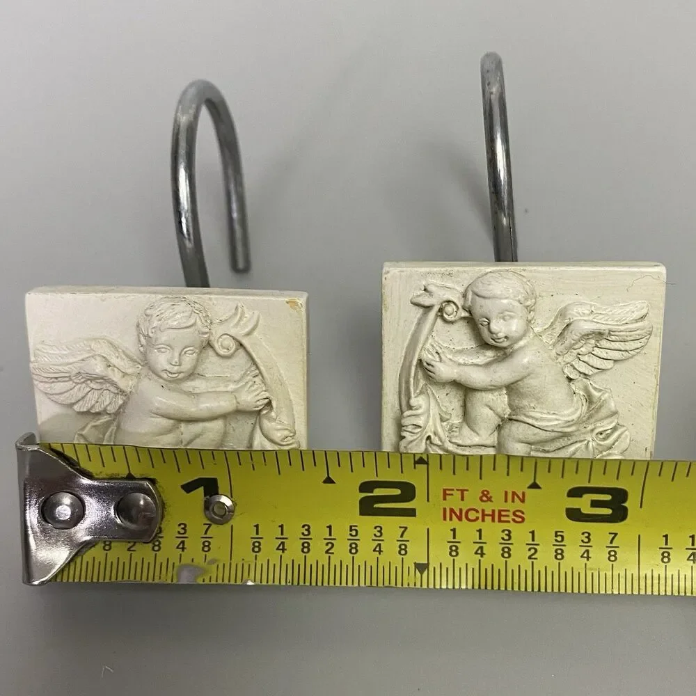 Vintage Cupid Cherub Angel Shower Curtain Hooks Putti Putto Bathroom Decor 17pcs